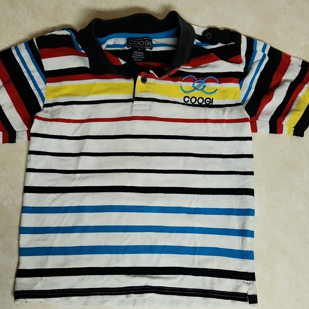 COOGI Red and Blue Polo Shirt Classic Striped Design